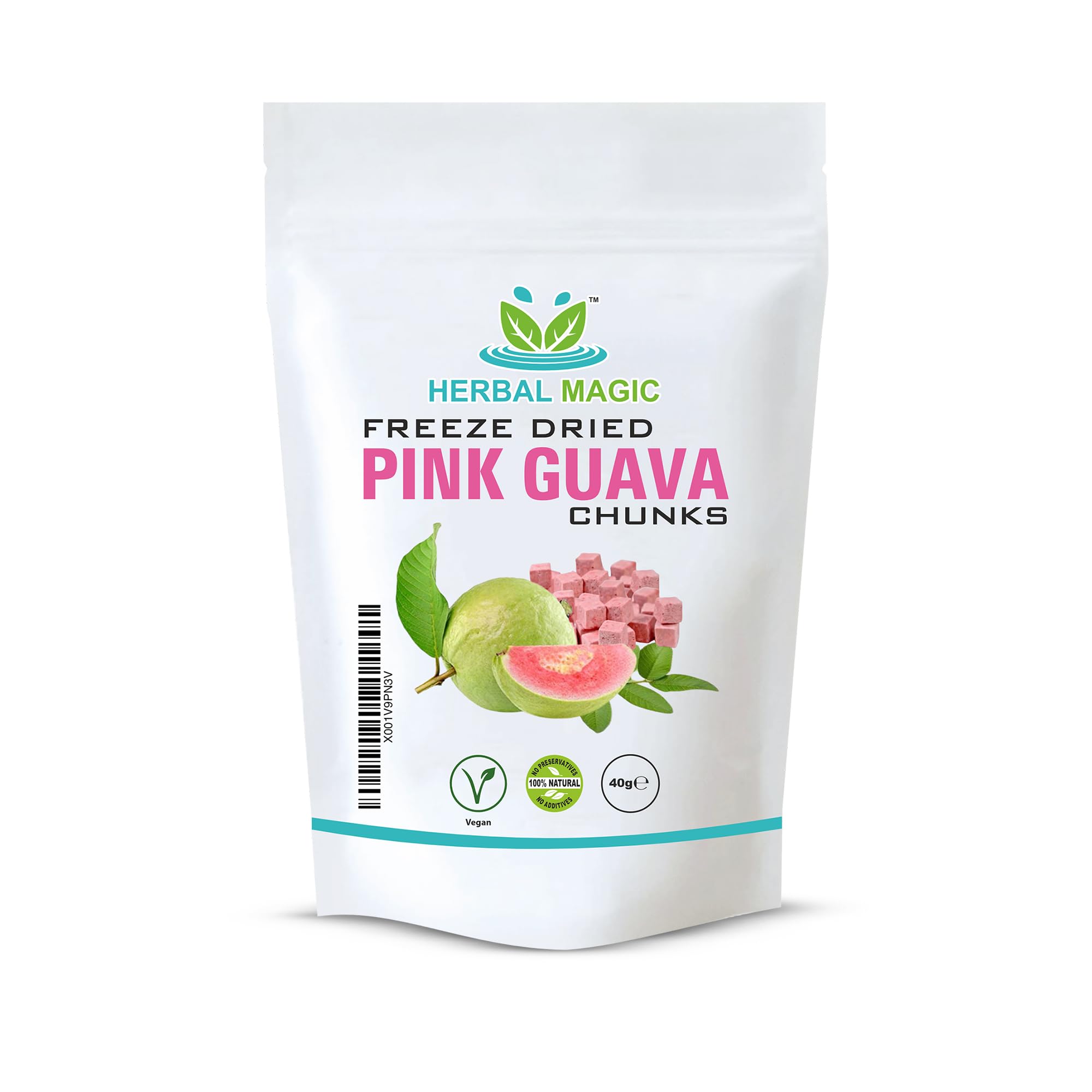 Herbal Magic's Pure Freeze Dried Guava Fruit Chunks - Rich & Vibrant Smoothies, Shakes, Juices, Baking, Cuisines - irresistibly delicious - for an active lifestyle -40g