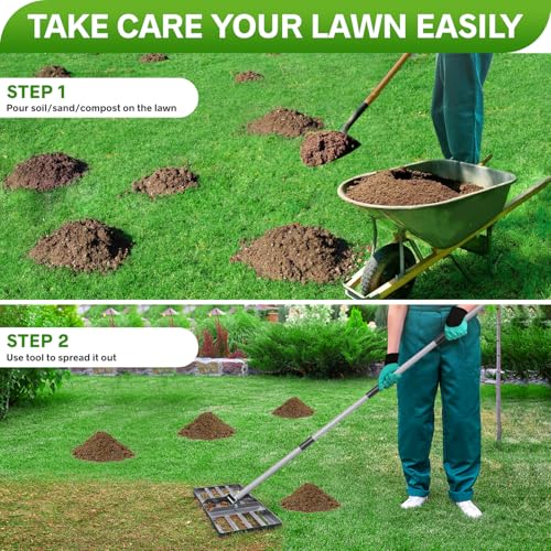 REAPALOT Lawn Leveling Rake with Stainless Steel Handle - Gardening Gloves Included - Image 4