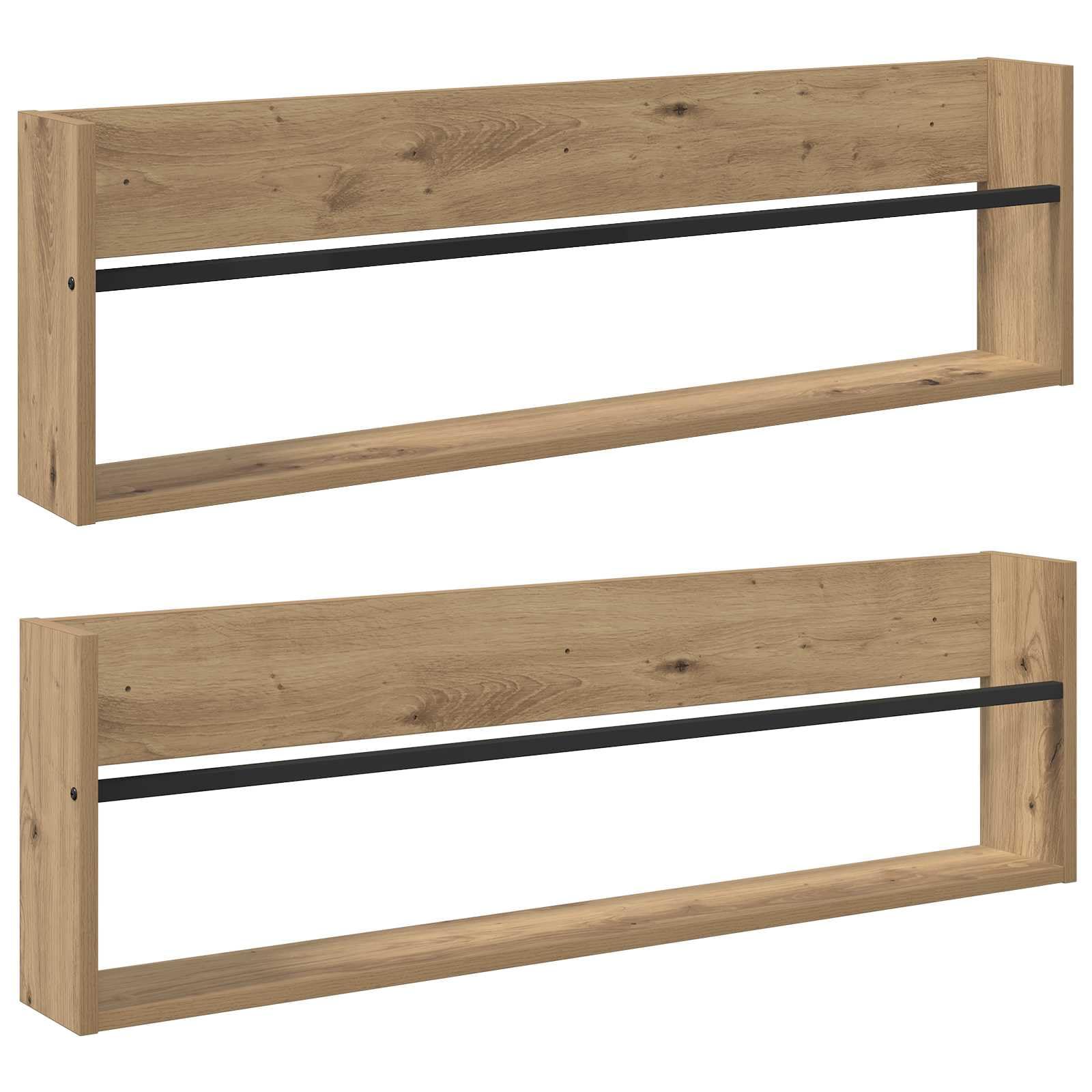 Makastle Zeitschriftenregal Holzwerkstoff Artisan-Eiche 100 x 12 x 30 cm 2er-Set