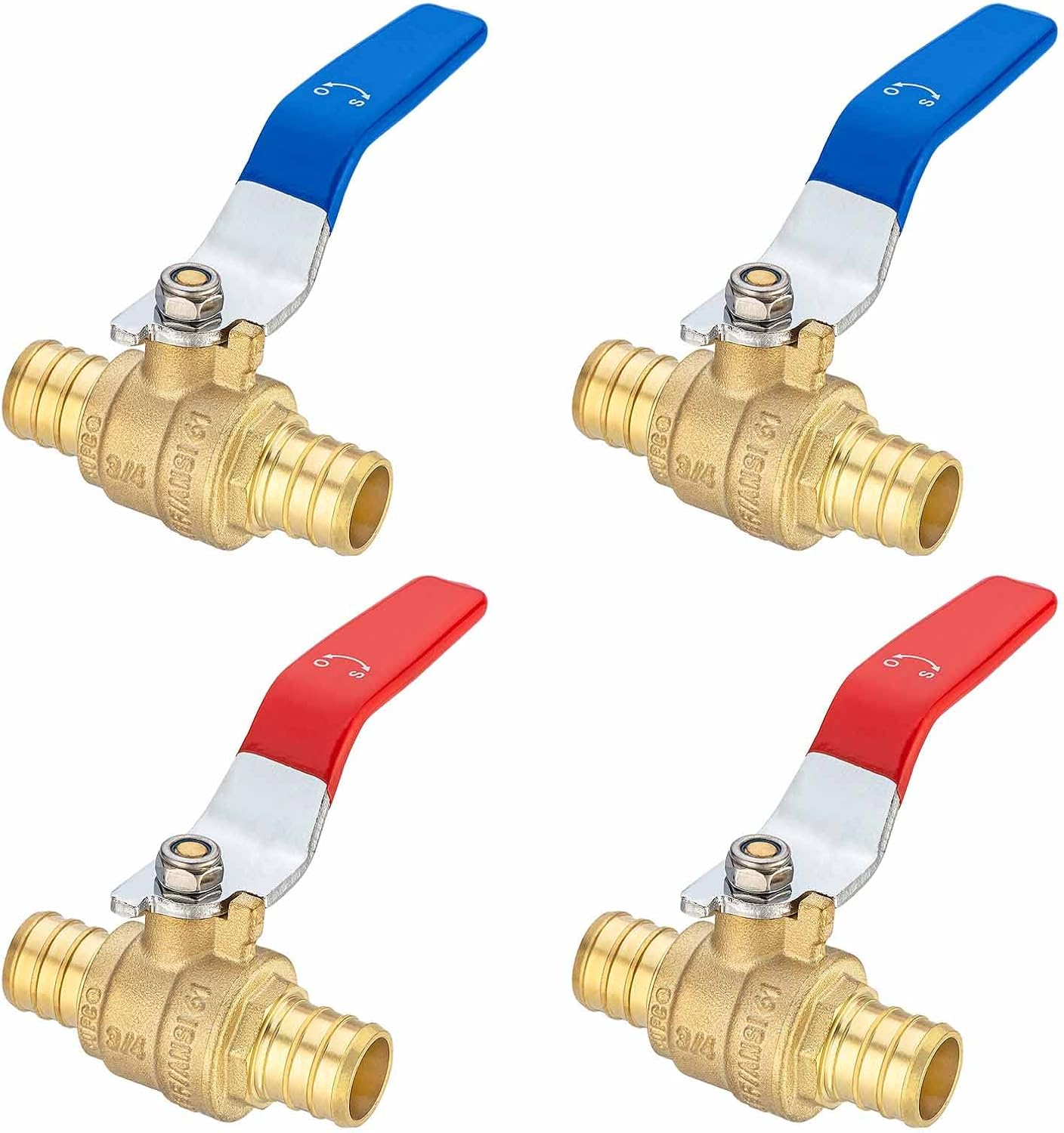 (4 Pack) sicoince 3/4 Pex Ball Valve 3/4 Pex Shut Off Valve Pex Fittings 3/4 inch