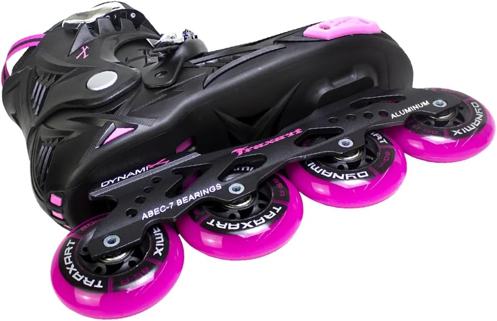 TRAXART Urban Freestyle Inline Skates Dynamix Pink Hardboot, Aluminum Frame, 80mm Wheels, ABEC-7 Bearings for Women
