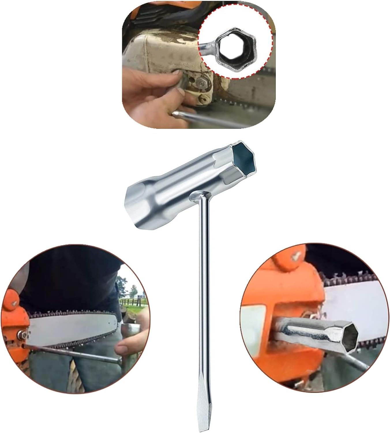 Chave de motosserra 13 mm x 19 mm com chave de fenda Torx T27