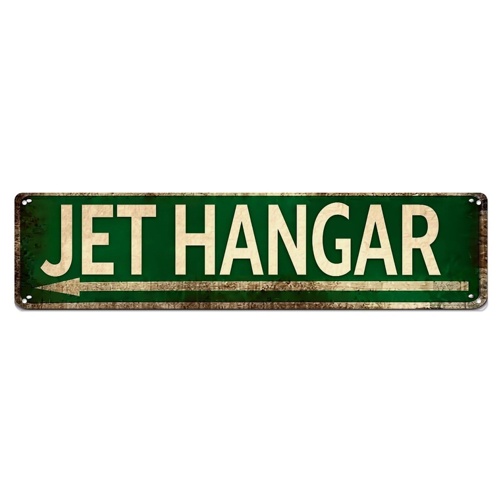 Jet Hangar Sign With Arrow Vintage Tin Sign Retro Metal Wall Decor Metal Poster, Home Bar Garage Farmhouse Cafe Wall Art Decoration 4x16Inch