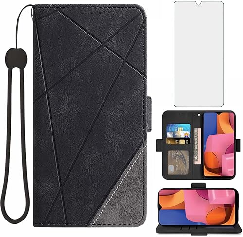 Miniatura 8 de Asuwish Funda compatible con Samsung Galaxy A20s y protector de pantalla de vidrio templado, soporte de cuero con tapa para tarjetas, accesorios
