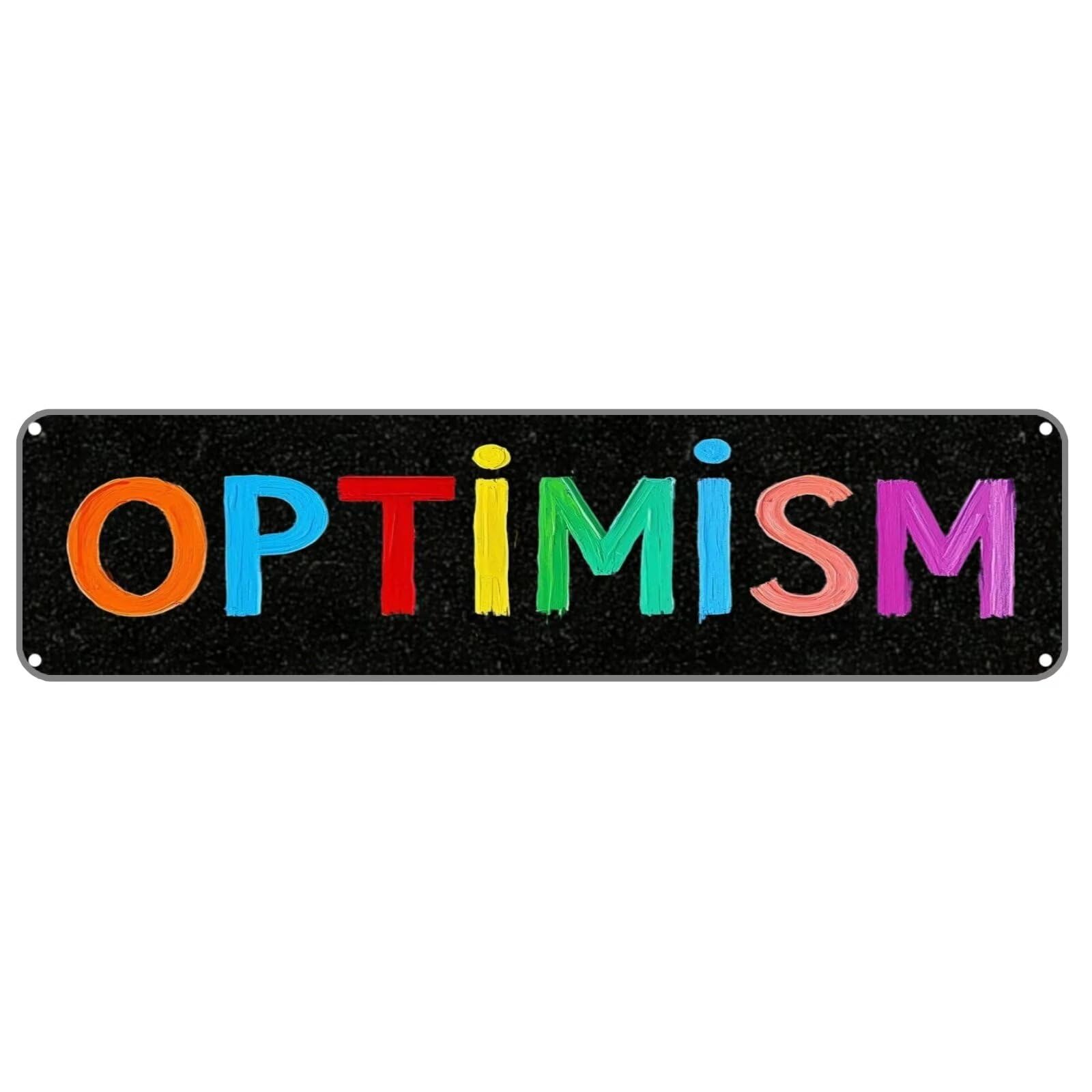 OPTIMISM Tin Sign Christmas Decor Retro Wall Decor For Home Coffee Bar Funny Aluminum Sign 4x16 Inch