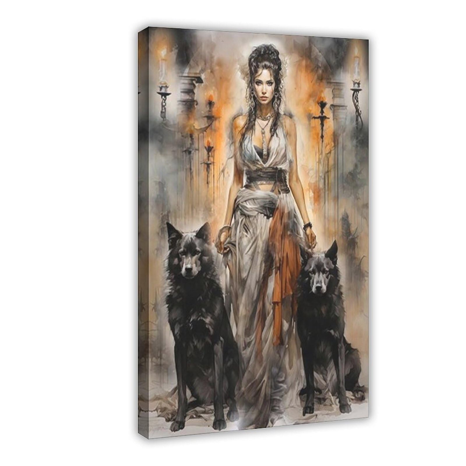 Qotopgpg Moon Goddess Hecate Canvas Poster Wall Art Decor Print Picture Paintings For Living Room Bedroom Decoration 16X24inch(40X60cm)