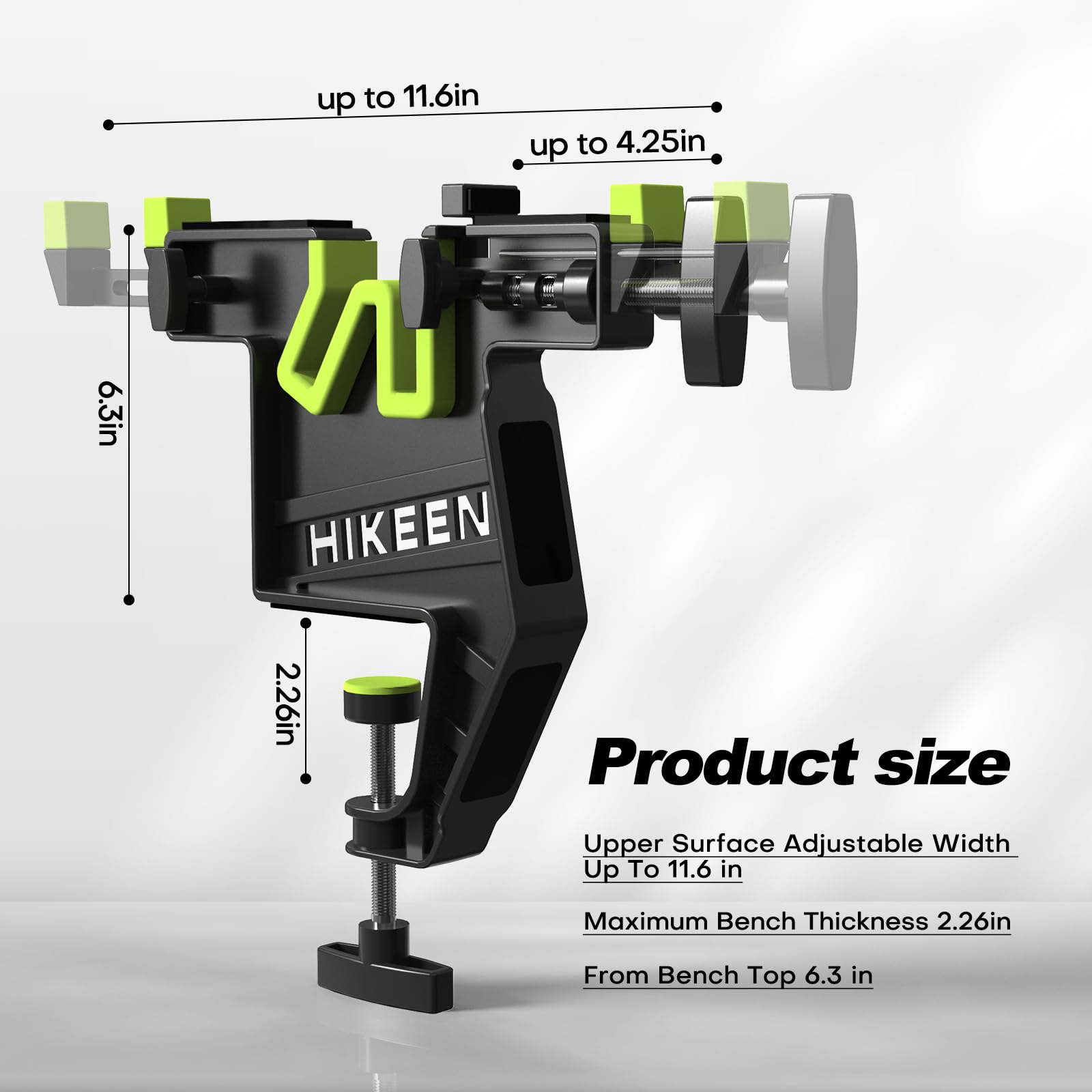 HIKEEN Tornillo de banco de esquí y snowboard para afinar, encerar y reparar, juego de empuñaduras antideslizantes con posiciones horizontales, verticales e inclinables, área de almacenamiento de