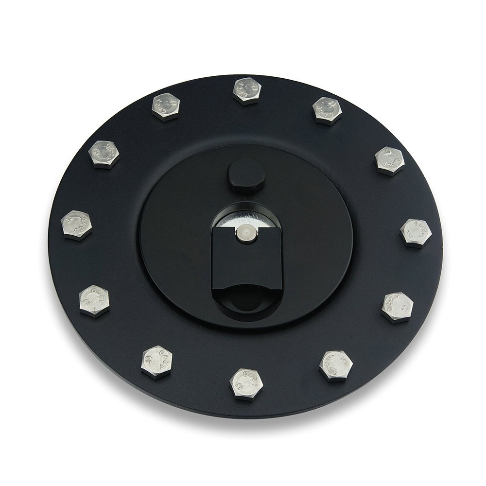 Billet Aluminum Fuel Cell Cap - Flush Mount 12 Bolt, 57mm Opening, Silver (Includes Hardware)