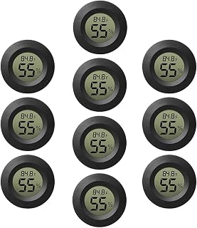 Rojuna 10-Pack Mini Digital Thermometer Hygrometer - Accurate Indoor Temperature Humidity Gauge for Greenhouse, Fridge, Garden, Cellar (LCD Display)