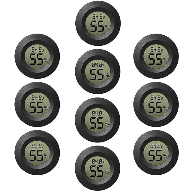 10-Pack Mini Thermometer Hygrometer Small Digital Electronic Temperature Humidity Meters Gauge Indoor LCD Display for Greenhouse Garden Cellar