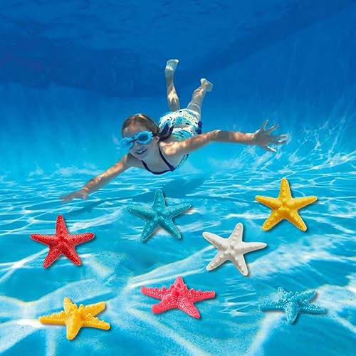 Juephe Juego de 10 estrellas de mar de buceo juego de estrellas de mar con bolsa de malla dorada juego de juguetes de buceo juego de juguetes de