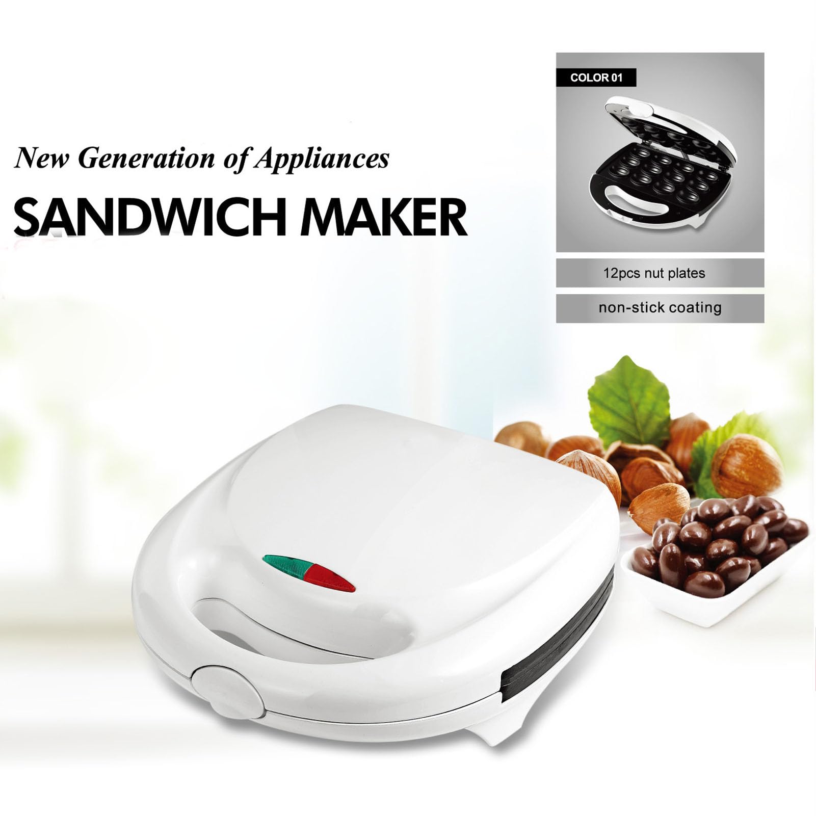 Macchina per Biscotti Alle Noci, Macchina per Waffle Elettrica Alle Noci Macchina per Ciambelle Macchina per Biscotti Macchina per Muffin Macchina per Colazione Macchina per