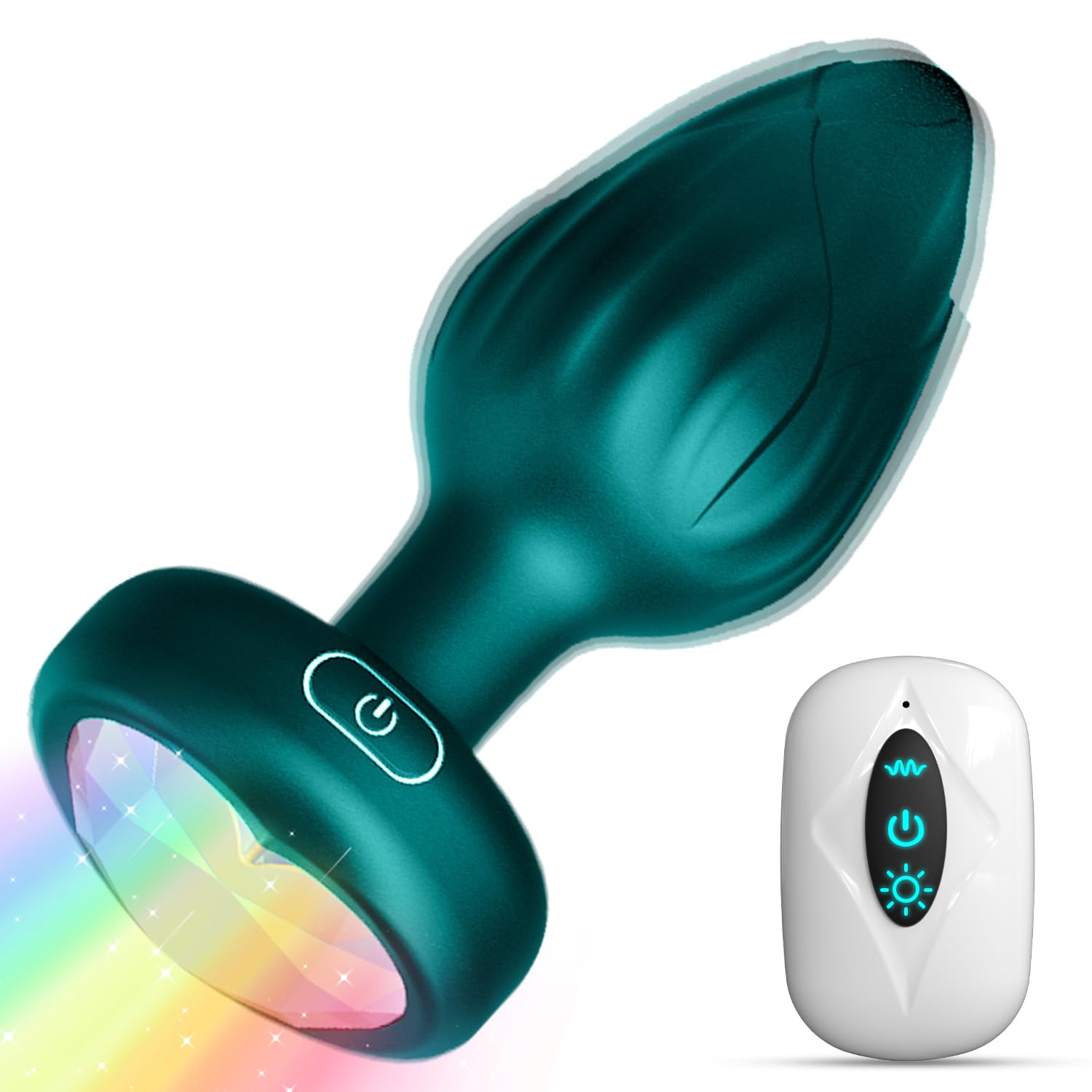 Anal Plug Adult Sex Toys - 10 Modes Vibrating Butt Plug LED Colorful Light up Remote Control for Prostate Massage, Adult, Men, Women, Couples