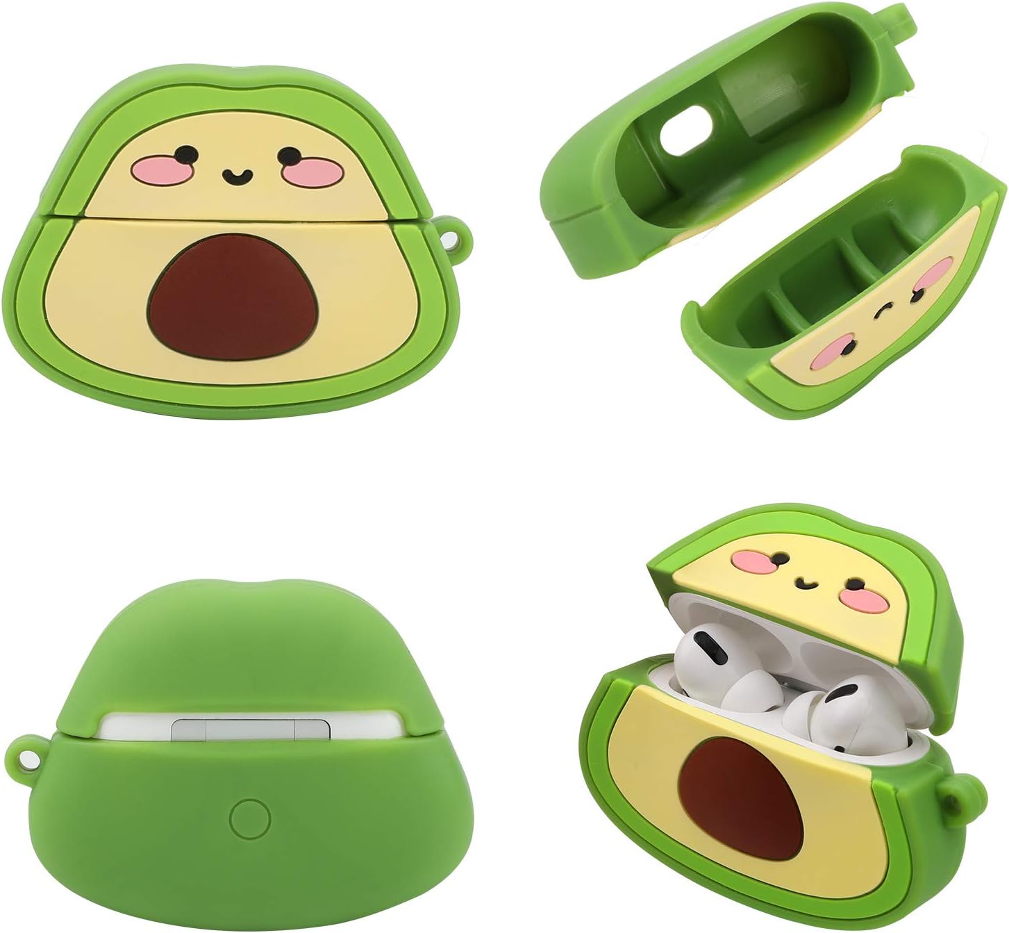 OOTSR Cute Protective Cover Case Compatible for Apple Airpods Pro 2019 [Not for Airpods 1 2 ] with Lovely Avocado Keychain, Soft Protective Silicone Shell Shockproof Case for Apple Airpods Pro