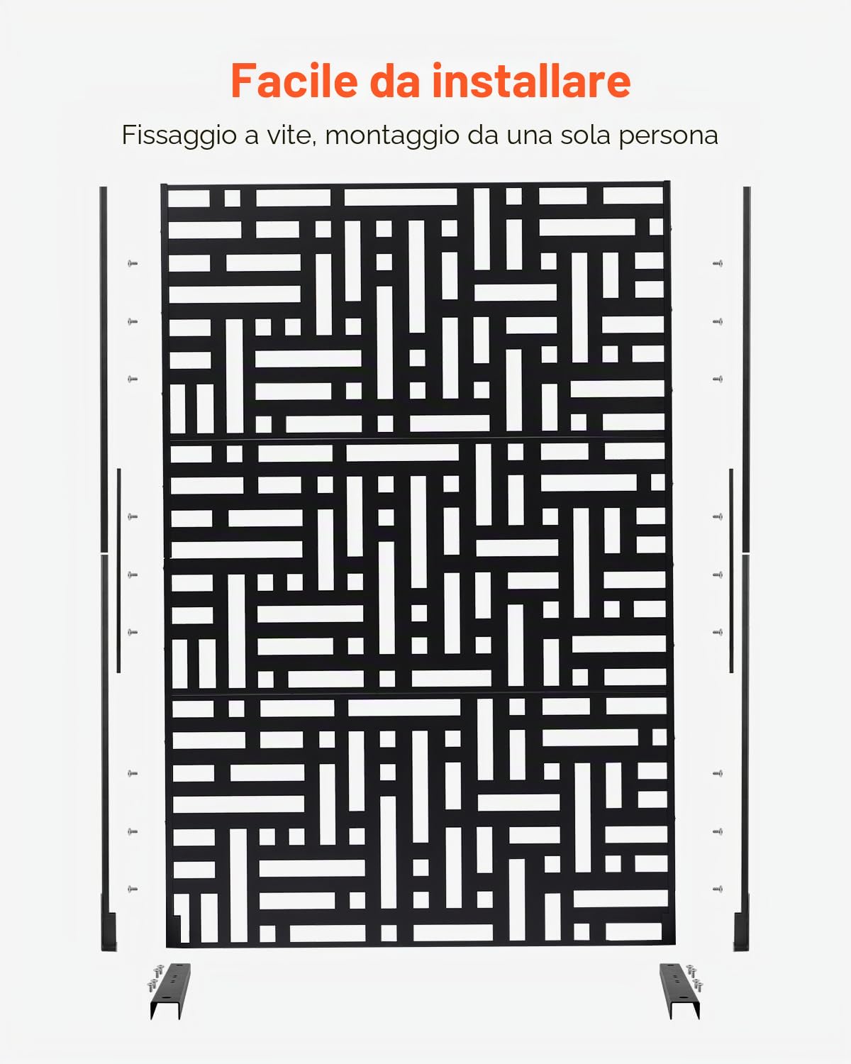 VEVOR Pannelli per Privacy in Metallo 120x50,8x193 cm Schermi Pannelli per Privacy all'Aperto, Fendivista Divisorio per Esterno Indipendente con Supporto, Recinzione Decorativa 3 Schermi da Giardino