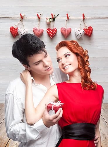 Vista 3 de AIIKES Telones de fondo para el día de San Valentín de 5 x 7 pies, fondo de madera para fotografía, telón de fondo de fotografía de amor, baby