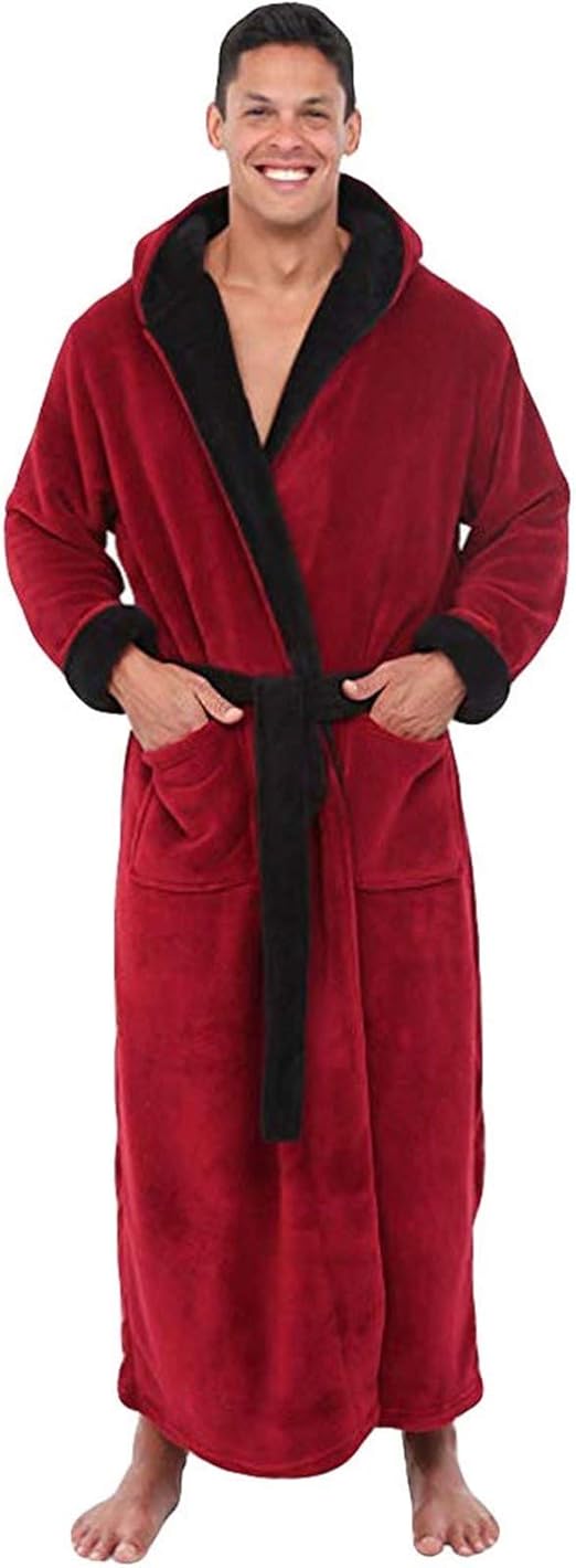 Goosuny Dressing Gown Mens Dressing Gown Mens Hooded Fleece Dressing