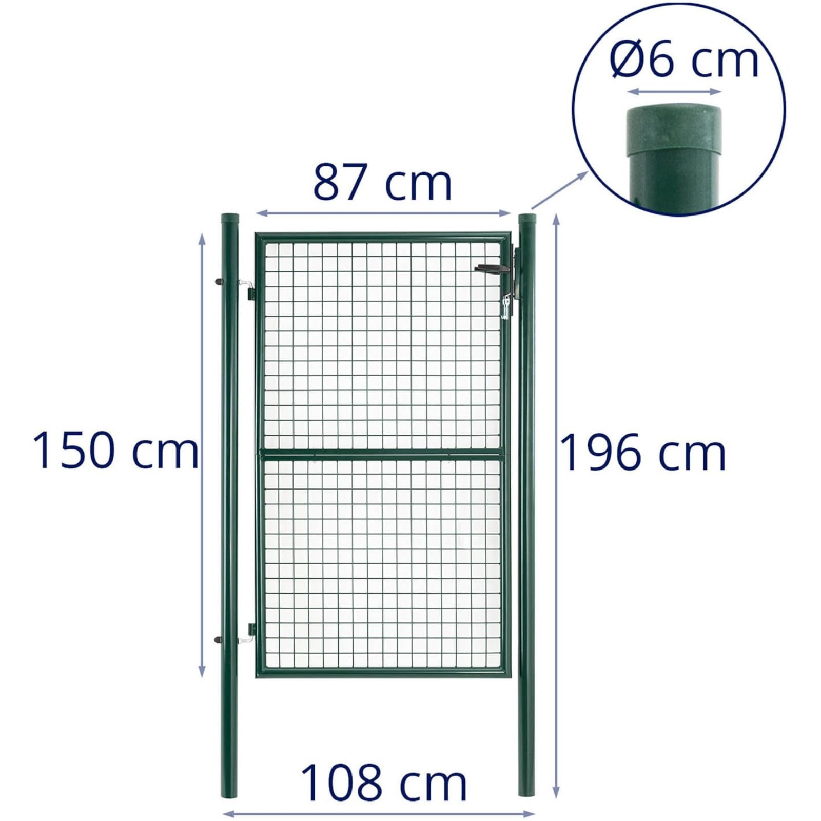 WIE-GG-150 Puerta de jardín 107,50 x 196 cm Acero (recubierto en polvo) Puerta de jardín metálica Puerta de jardín metálica Puerta de valla metálica