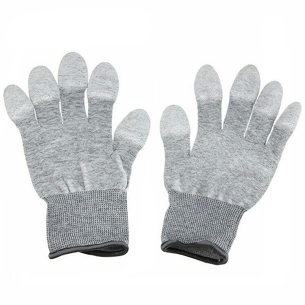 Guantes de trabajo para hombre, guantes antiestáticos de palma de poliuretano, de seguridad antideslizantes multiusos para computadora de PC, reparación de teléfonos, trabajo de seguridad (5 pares, L)