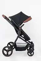 Galzerano Ivy, Carrinho de Passeio com Moisés, Preto e Caramelo, Proteção UV50+, Estrutura em Alumínio