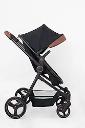 Galzerano Ivy, Carrinho de Passeio com Moisés, Preto e Caramelo, Proteção UV50+, Estrutura em Alumínio