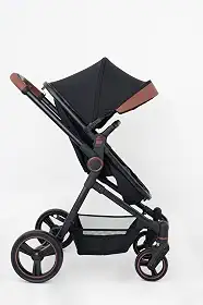 Galzerano Ivy, Carrinho de Passeio com Moisés, Preto e Caramelo, Proteção UV50+, Estrutura em Alumínio