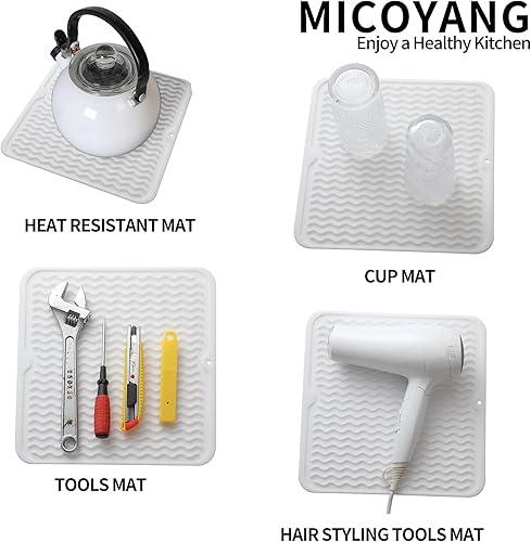 Miniatura 557 de Tapete de silicona para secado de platos para múltiples usos, fácil de limpiar, ecológico, resistente al calor, tapete de silicona para encimera