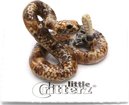 Little Critterz Rattlesnake Decorative Porcelain Display Object Shakes Handcrafted Hand-Painted Adult Home Decor Accent