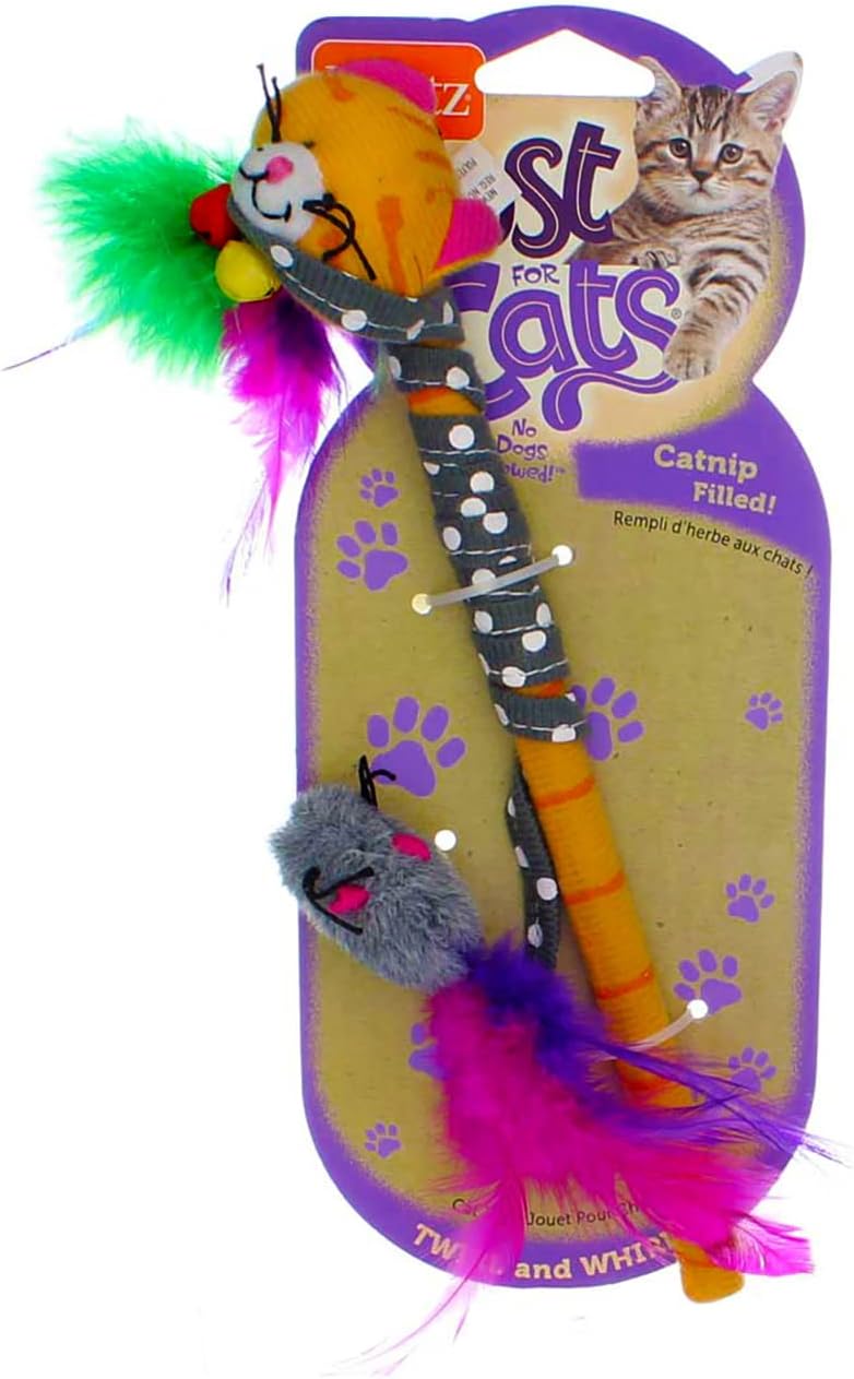 Hartz Just For Cats Twirl and Whirl Interactive Cat Toy Wand, All Breed Sizes