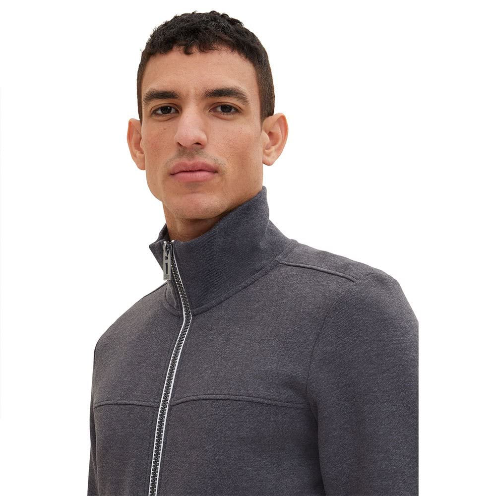 TOM TAILOR Męskie Bluza 1037049, 11086 - Dark Grey Melange, 3XL