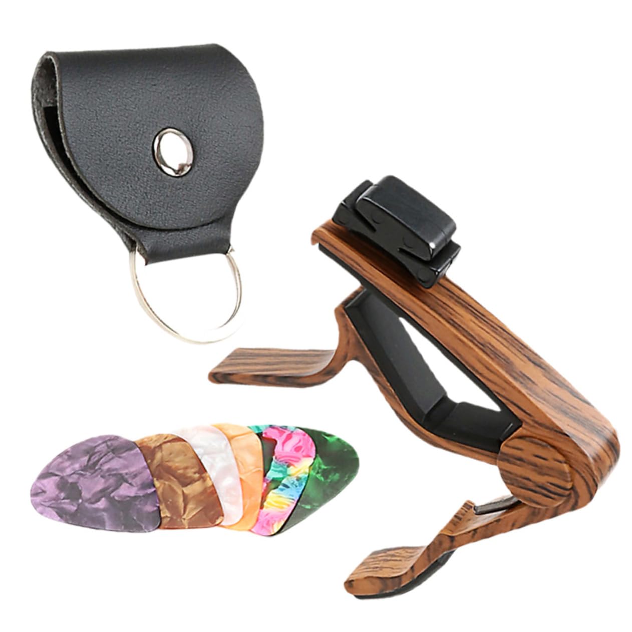 Abaodam 4sätze Gitarre Capo Set Mit Plektren Und Halter Geeignet Für Akustikgitarre Gitarre Ukulele Und Banjo Zubehör Für Musiker Einfach Zu Bedienen Und Langlebig