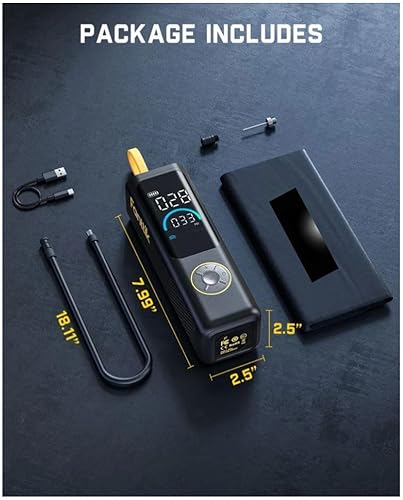 Miniatura 6 de Inflador de Aire Portátil  Compresor Eléctrico Digital con Pantalla LED, Batería Recargable, Apagado Automático, para Carro, Moto, Bicicleta y