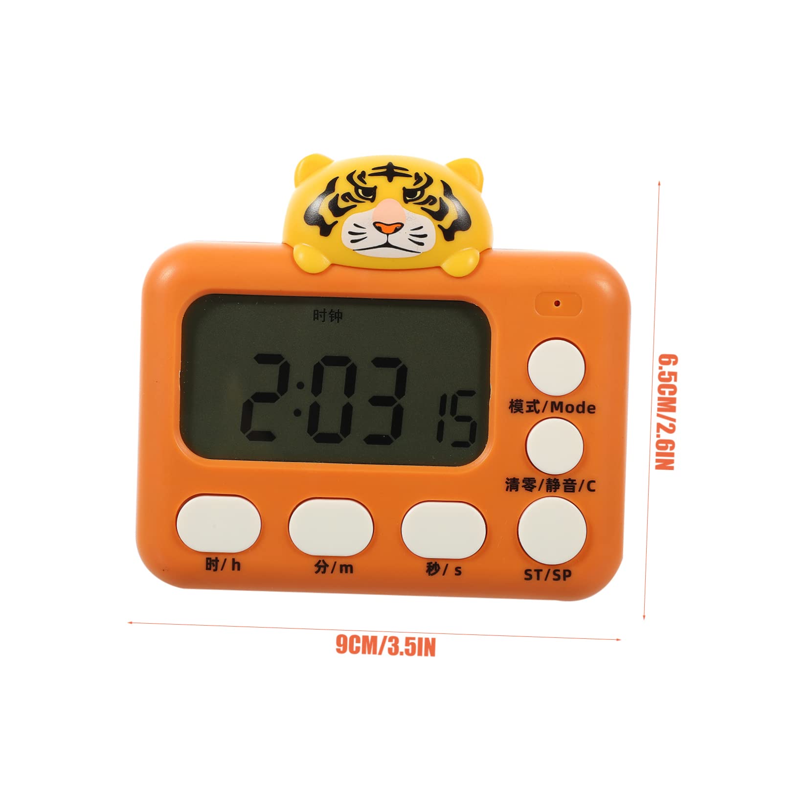PRETYZOOM 4 Pièces Réveil Étude De La Minuterie De Cuisson Cuisine Mignonne Minuterie Mécanique Compte à Rebours Numérique Mini-Horloge Numérique Électronique Dur Orange Plastique