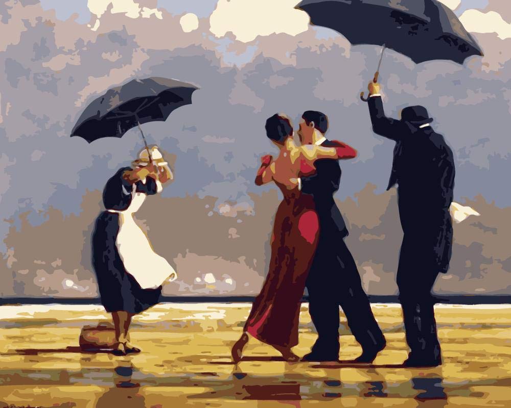 Peinture par numéros Tango sous la pluie toile moderne de 40x50 cm sans cadre