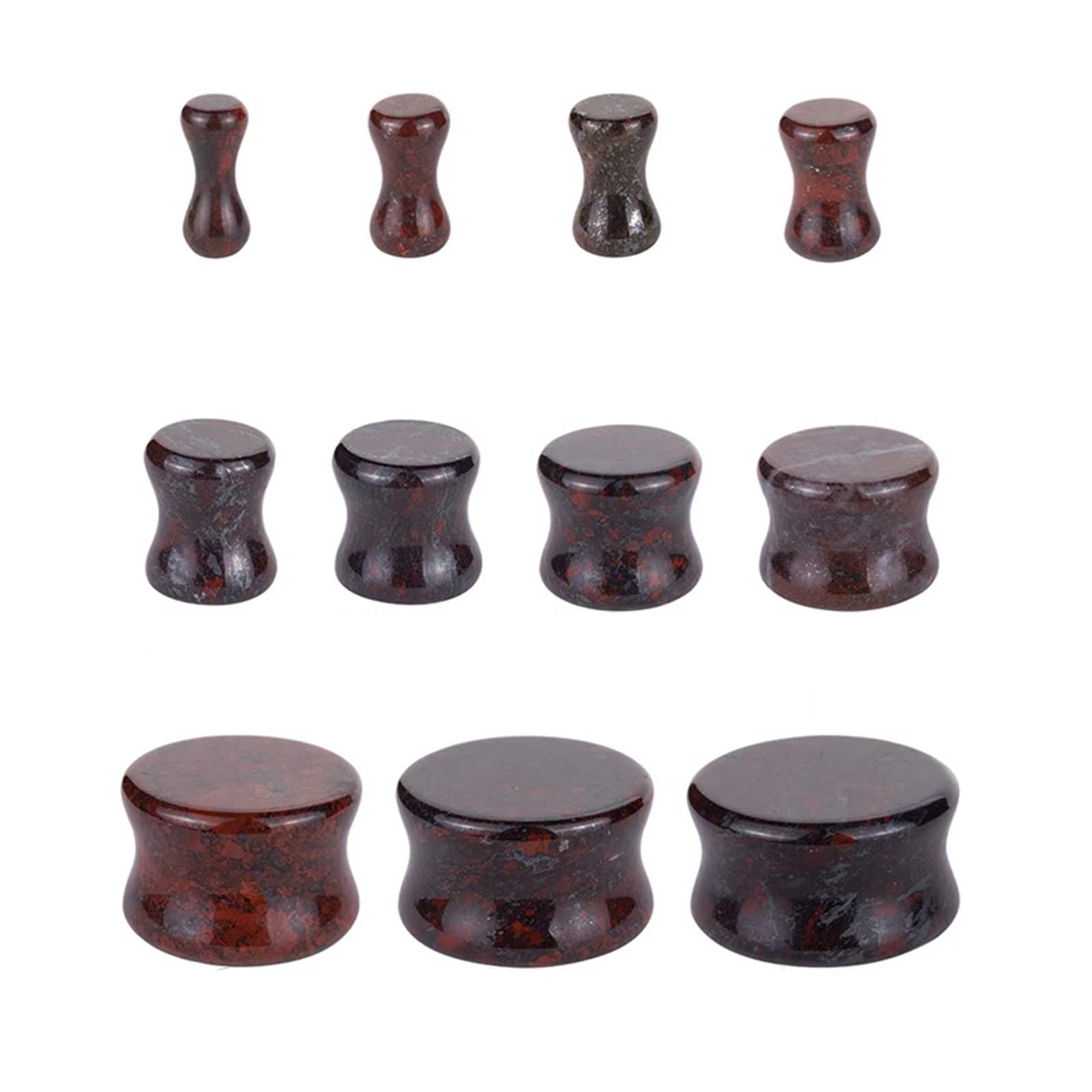 Herren-Ohrstecker, Verschiedene Größen, Tunnel-Plug-Ohrringe, 22 Stück, roter Stein, Doppelflare, Körperpiercing-Schmuck