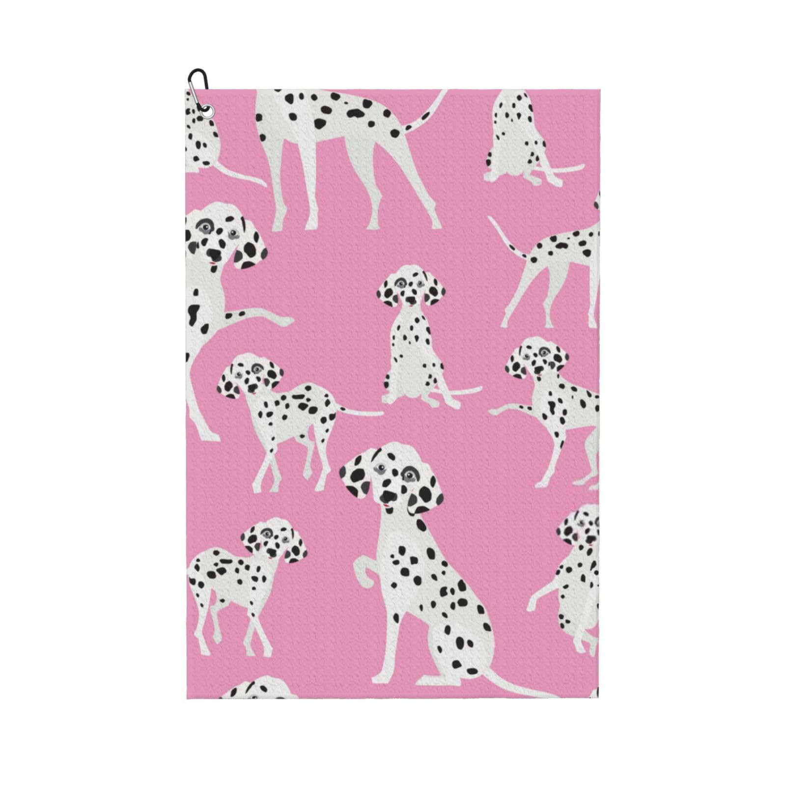 Hnnkloy Cute Dalmatian Dog, 16x24 in Portable Waffle Golf Towels with Carabiner Clip for Golf Bag