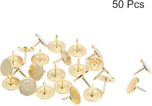 Miniatura 5 de uxcell Uñas de tapicería de 0.433 in x 0.669 in, cabeza plana, uñas de muebles de tono bronce para muebles, cabeceros de sofá, 50 unidades