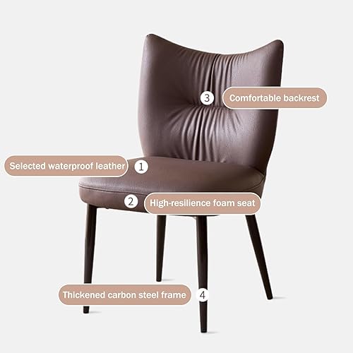 Miniatura 4 de Upholstered Kitchen Chairs with Back, Dining Room Chair with Metal Legs, Dining Chairs Set Side Chair for Living Room, Restaurant(Brown,1PCS)