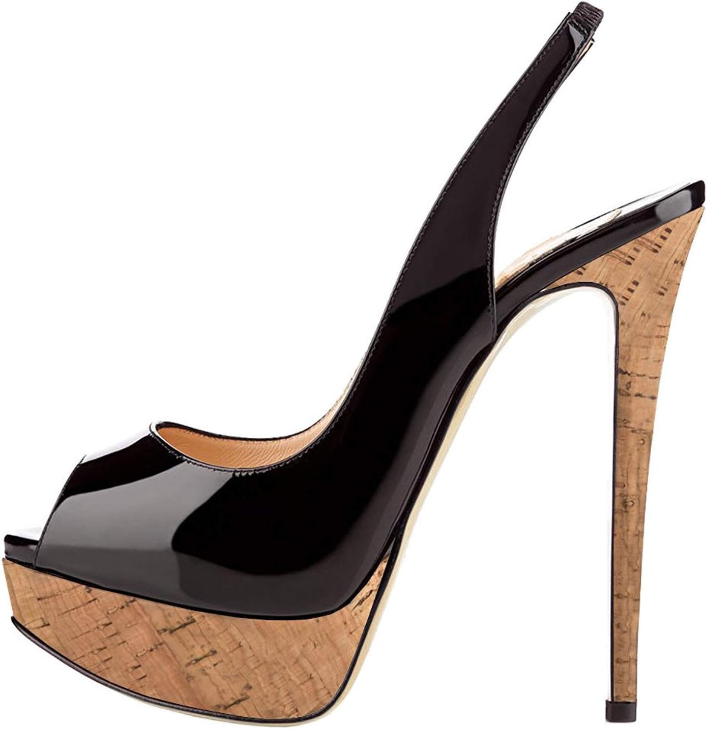 Mettesally Women's Peep Toe Platform Stilleto High Heels Slingback Sandals Pumps Ankle Strap Office Dress Shoes