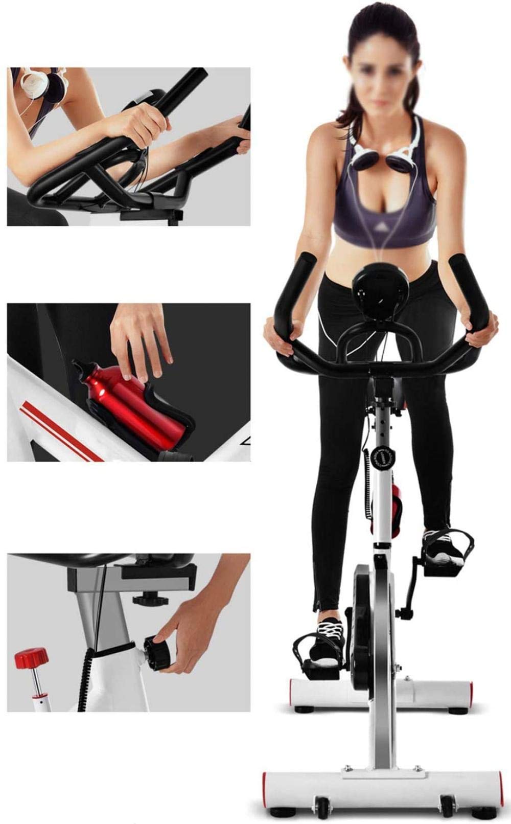 Rowery treningowe Domowy wyjątkowo cichy rower fitness z pedałami Sprzęt do ćwiczeń Profesjonalny regulowany kryty rower treningowy do odchudzania Spinning z wyświetlaczem LCD (biały) (czarny)