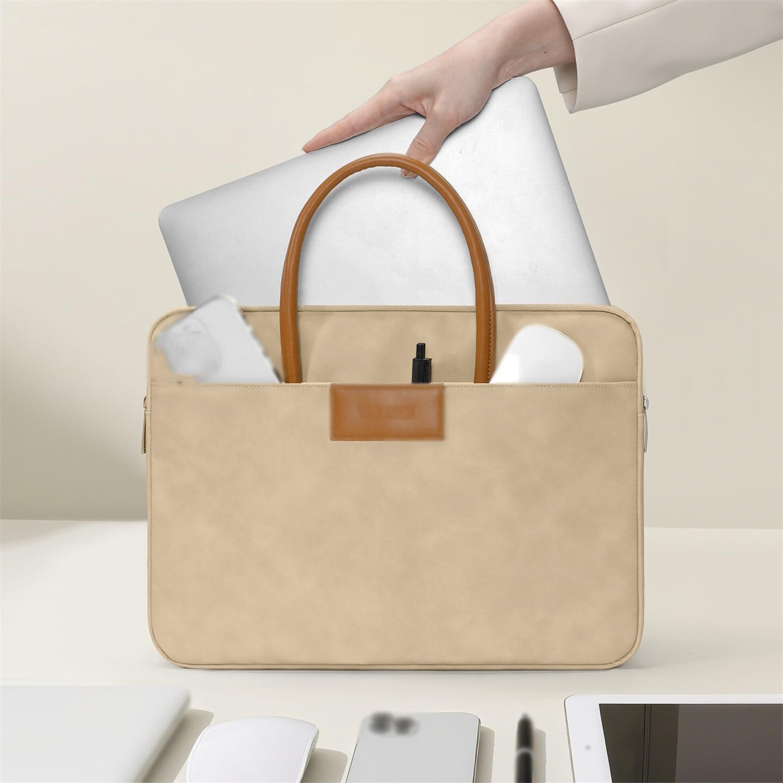 Etui na laptopa Skórzana torba na ramię na laptopa, torba na podróż służbową i do biura z uchwytem
