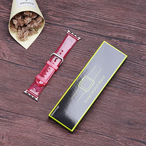 iiteeology Compatible with Apple Watch Band 42mm 41mm 40mm 38mm, Soft Glitter Clear iWatch Bands for Women Series 1-12 - Red - image 8