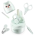 Baby Nail Clippers, 4-in-1 Safe Baby Nail Kit with Cute Case, Nail Clipper, Scissors, Tweezers, Nail File Set for Newborn, Infant, Toddler and Kids-Owl Green