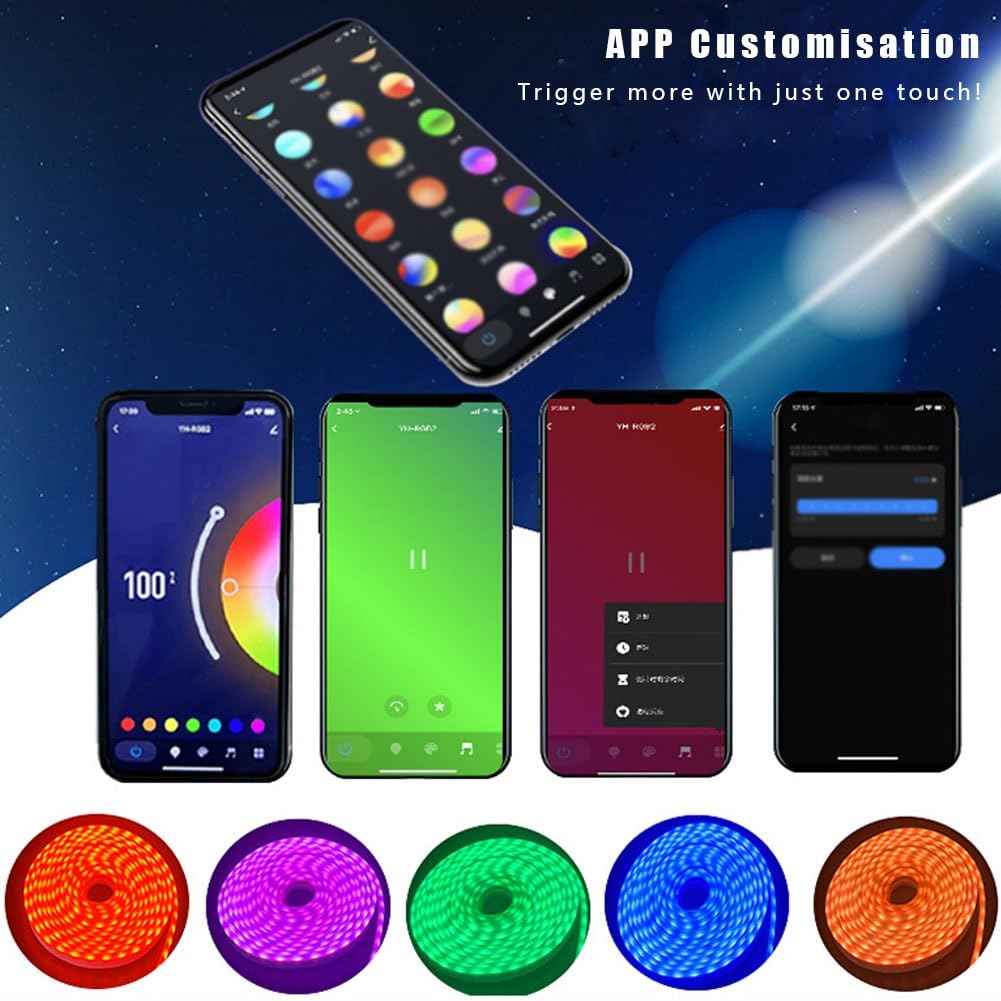 Tira neón LED 5m,cuerda luz LED silicona,control inteligente luces LED for juegos a través aplicaciones y controladores infrarrojos,se puede usar for tiras neón rgb impermeables al aire libre