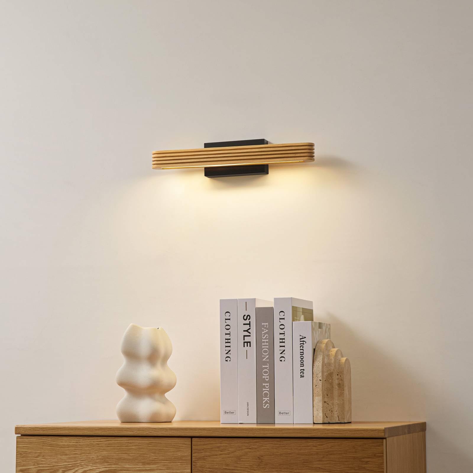 Lucande LED Wandleuchte, Wandlampe Innen Lieske (Modern) aus Holz (1 flammig) - Wandleuchten Wandstrahler Wandbeleuchtung Schlafzimmer/Wohnzimmer Wohnzimmerleuchte