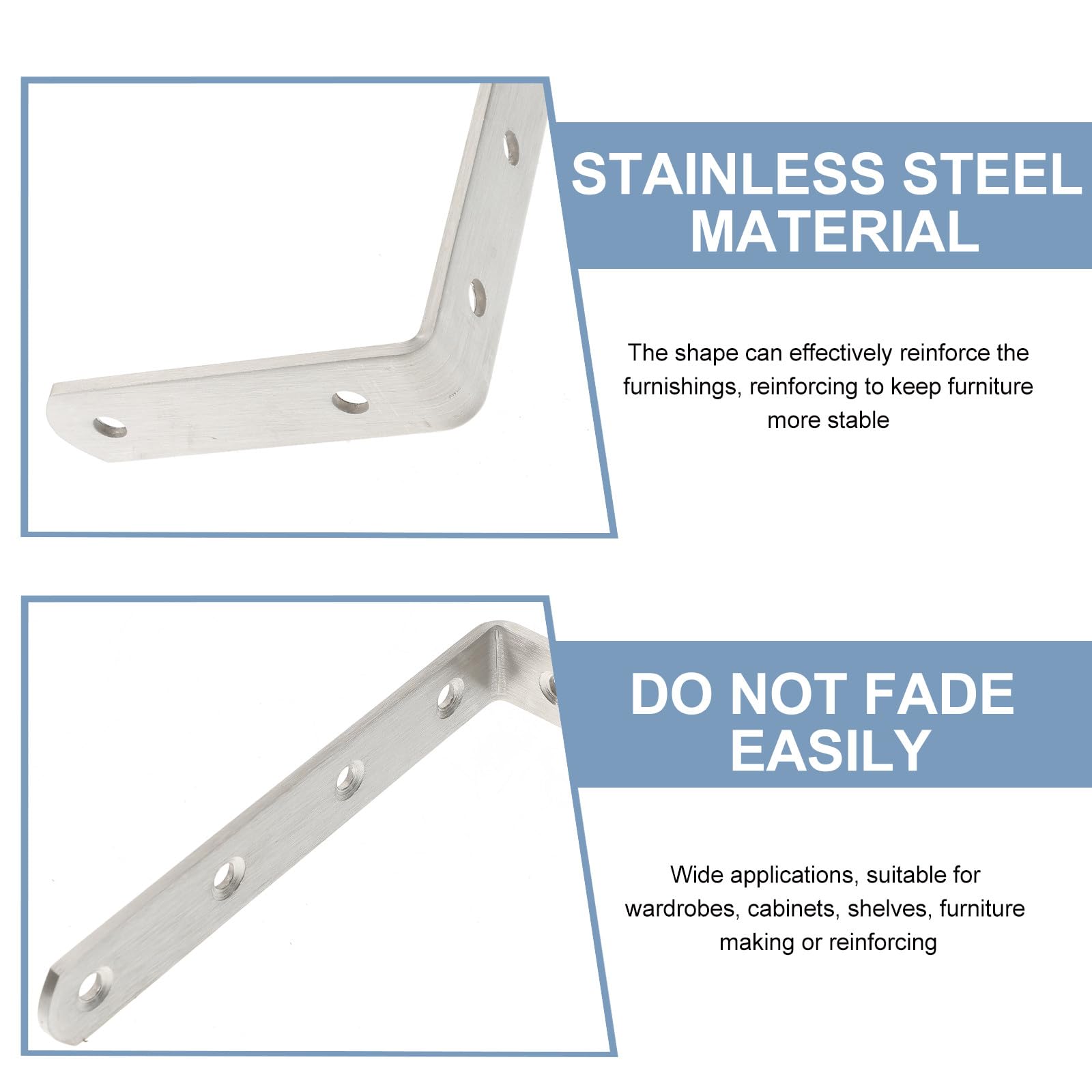 DOITOOL 10 Stück Teiliges Edelstahl Winkelverbinder Metallhalterung mit Schrauben Stabile Regalhalter Wandhalterung für Holzregale Möbelreparatur und Verstärkung
