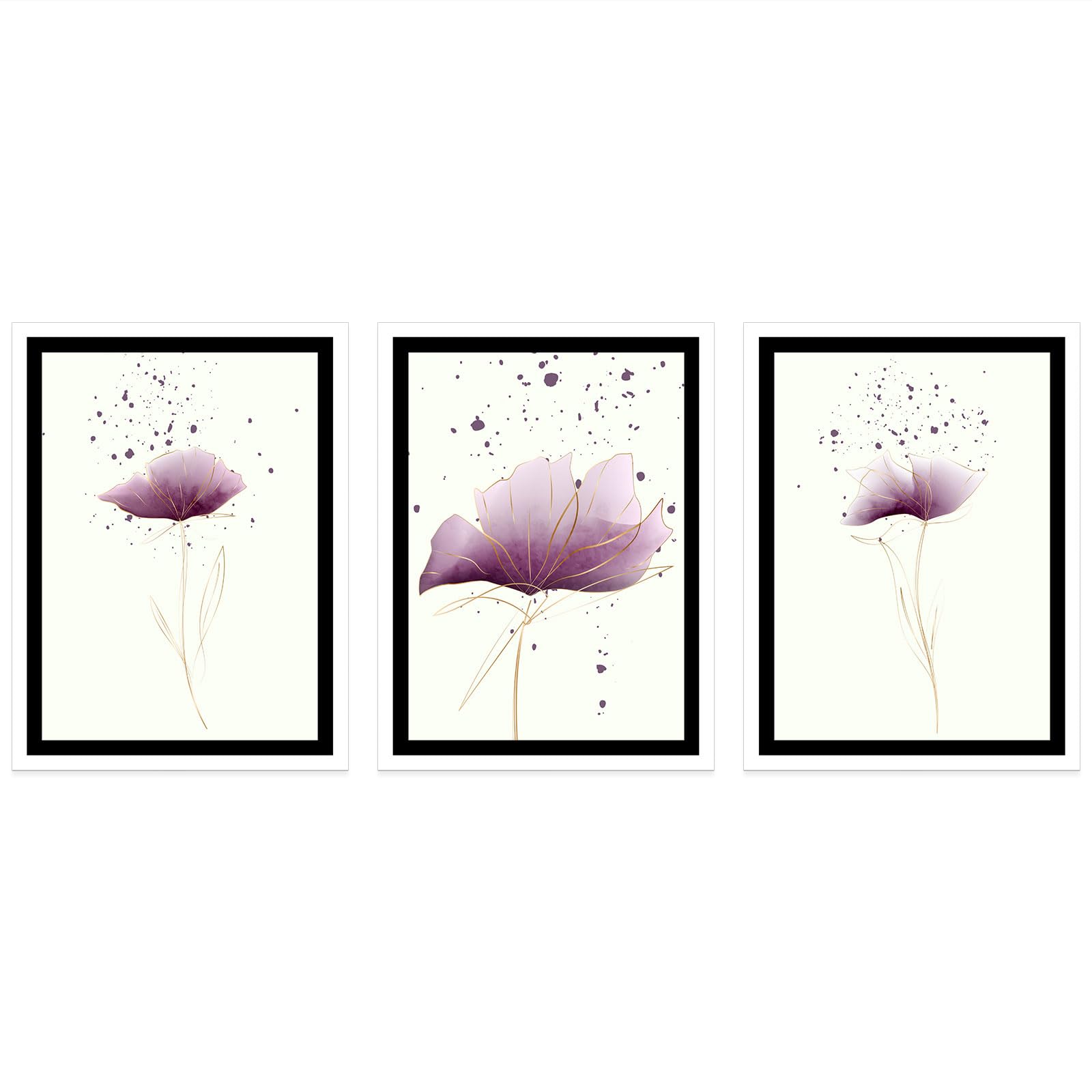 Lumalea - Zestaw 3 plakatów, tryptyk kwiatów, obraz na całej stronie, 3 plakaty, 50 x 70 cm