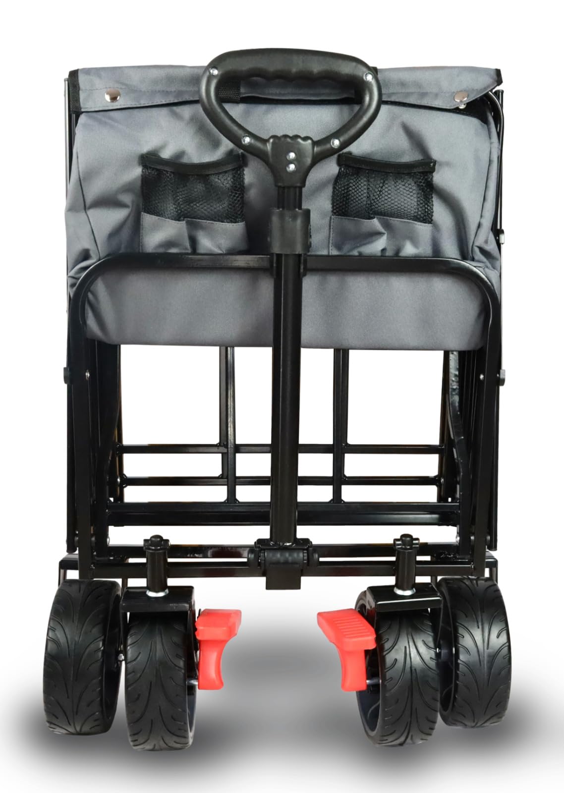 FROSAL Bollerwagen Oskar XXL faltbar extralang grau – Handwagen klappbar für Garten, Camping, Strand & Transport – 150kg belastbar, große Ladefläche, 360° Räder mit Bremse