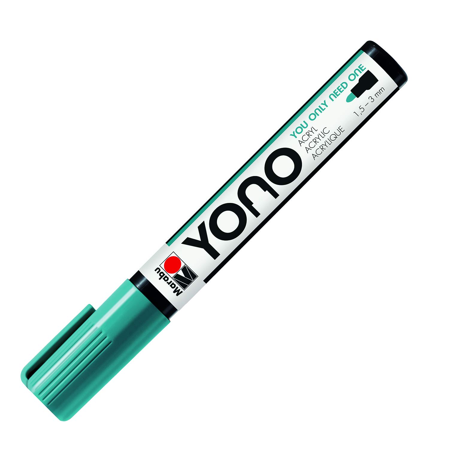 Marabu 12400103998 12400103998-YONO Marker, Turquoise Blue 998, Versatile Acrylic Pen with Japanese Bullet Tip, Water Based, Lightfast and Waterproof, for Almost All Surfaces, 1.5-3 mm