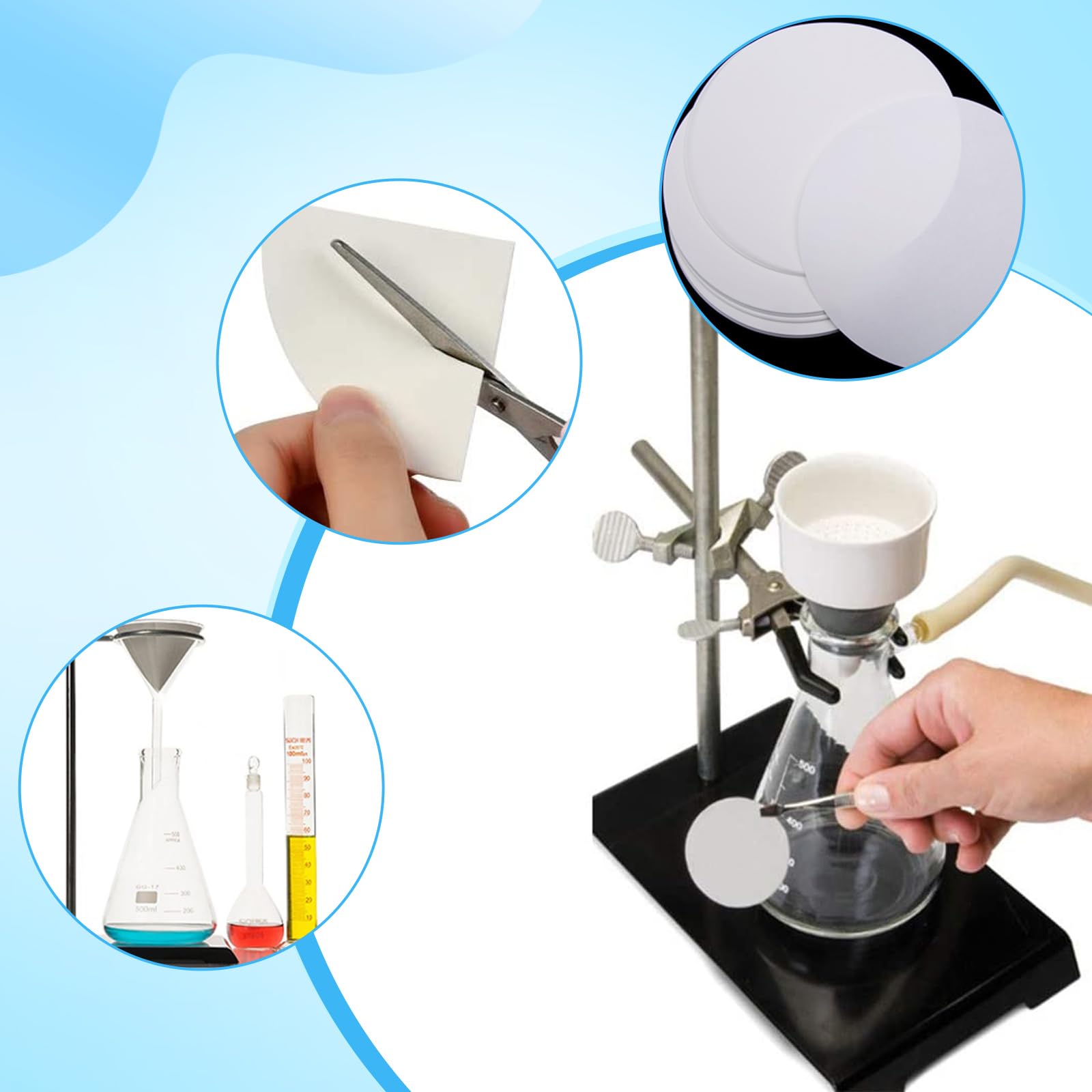 Carta Da Filtro Da Laboratorio 15 Cm Grado 4 - 100 Dischi Per Filtrazione Rapida - Foto 4